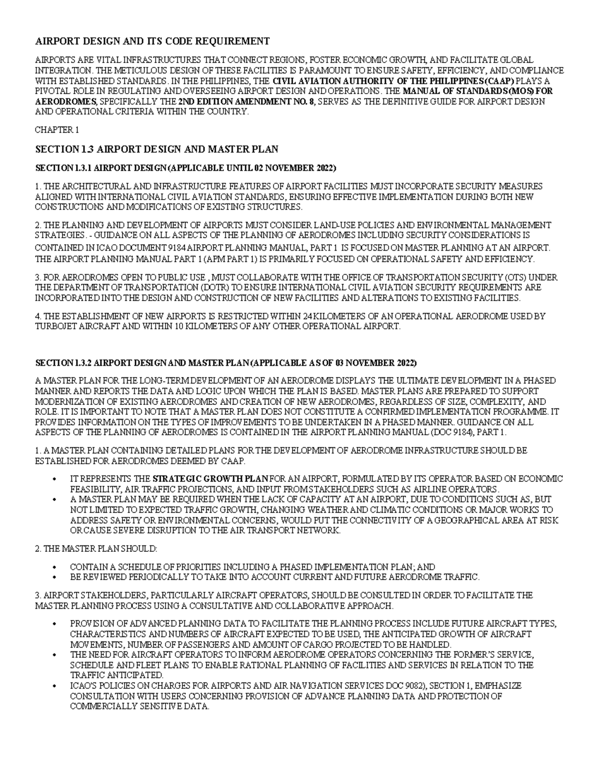 Airport Design and Code Requirements: A Comprehensive Guide - Studocu