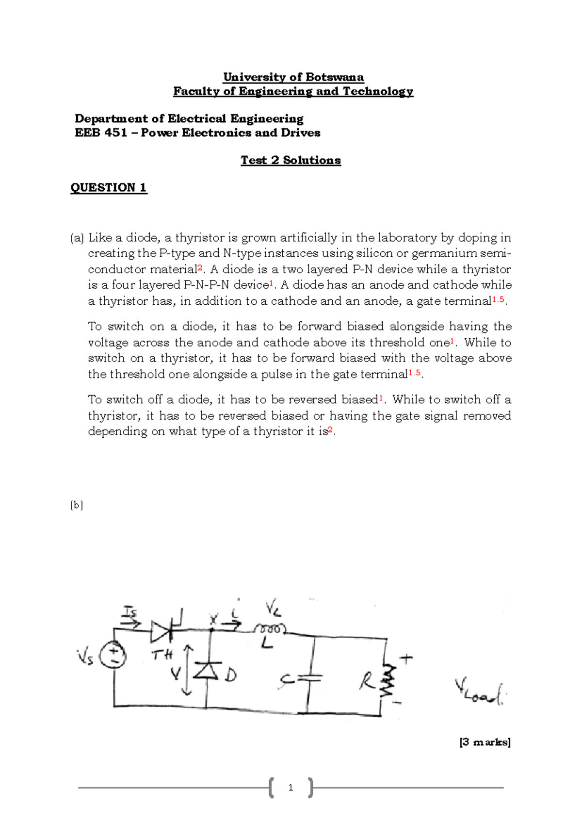 EEB 451 Test 2: Power Electronics & Drives Solutions 2024 - Studocu