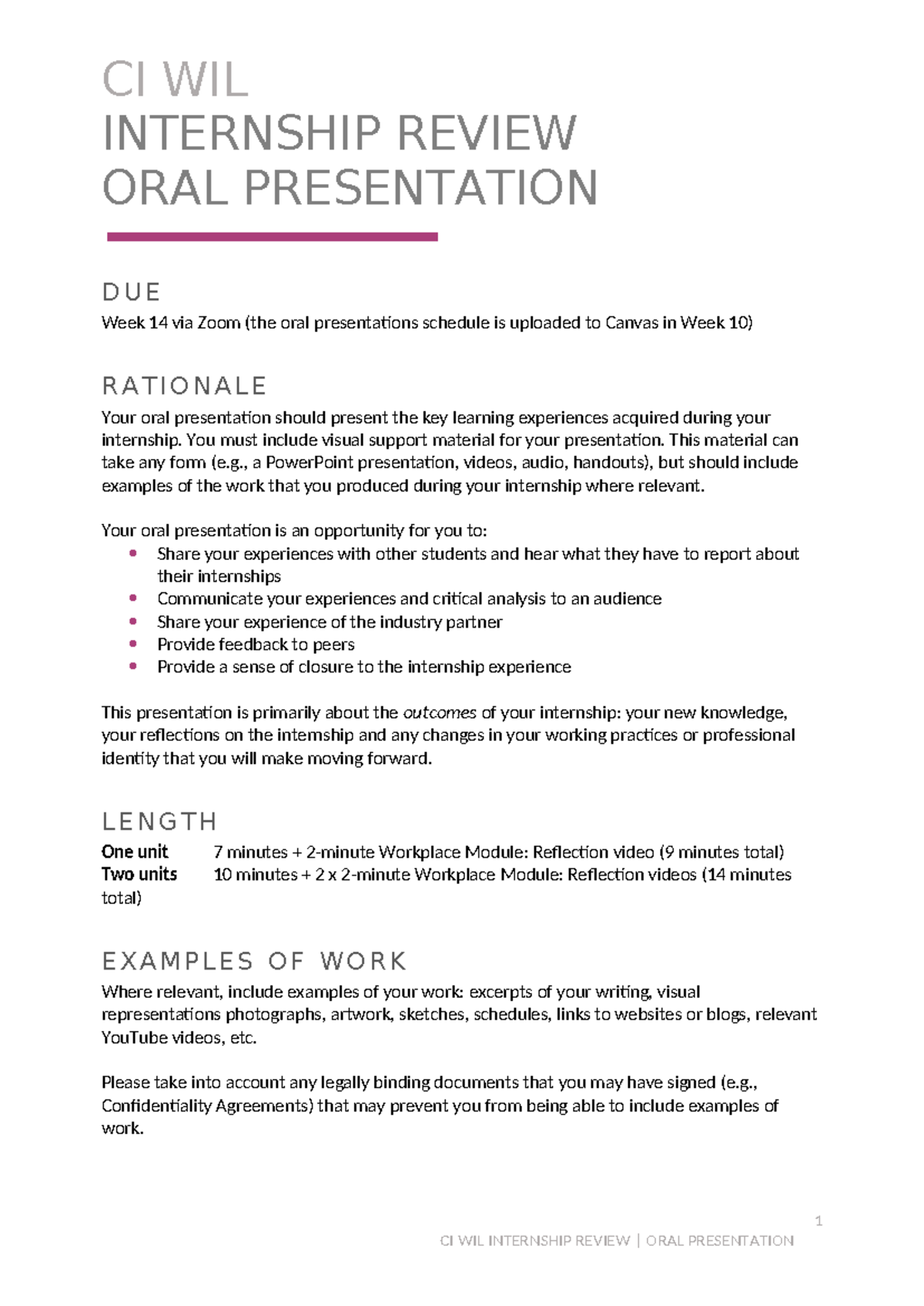CI WIL Internship Review: Key Learning Experiences Presentation - Studocu