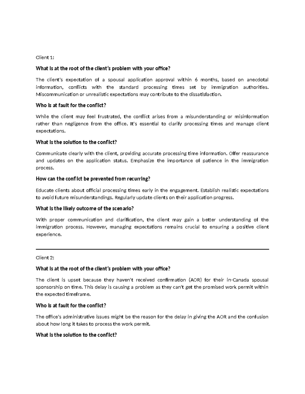 Client Management & Conflict Resolution - Assignment 2 - Pui Cheung ...