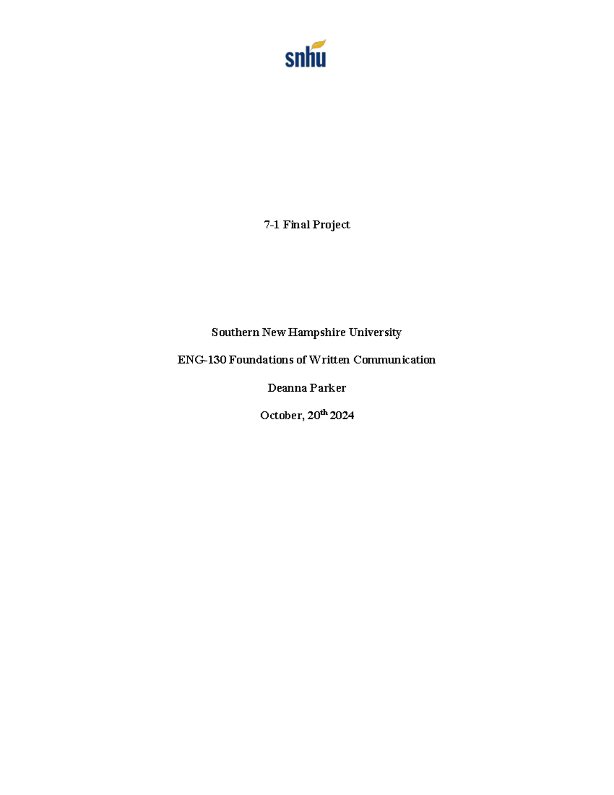 ENG 130 Module 7 Final Project APA Template Guide - Studocu