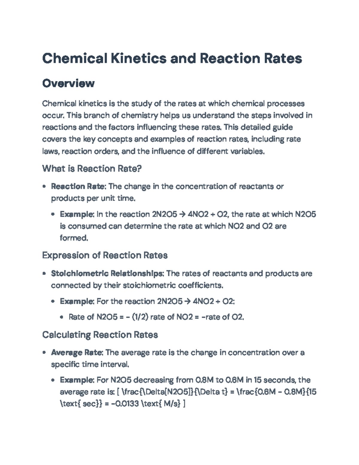 Chemical Kinetics (CHEM 101): Key Concepts and Reaction Rates Guide ...