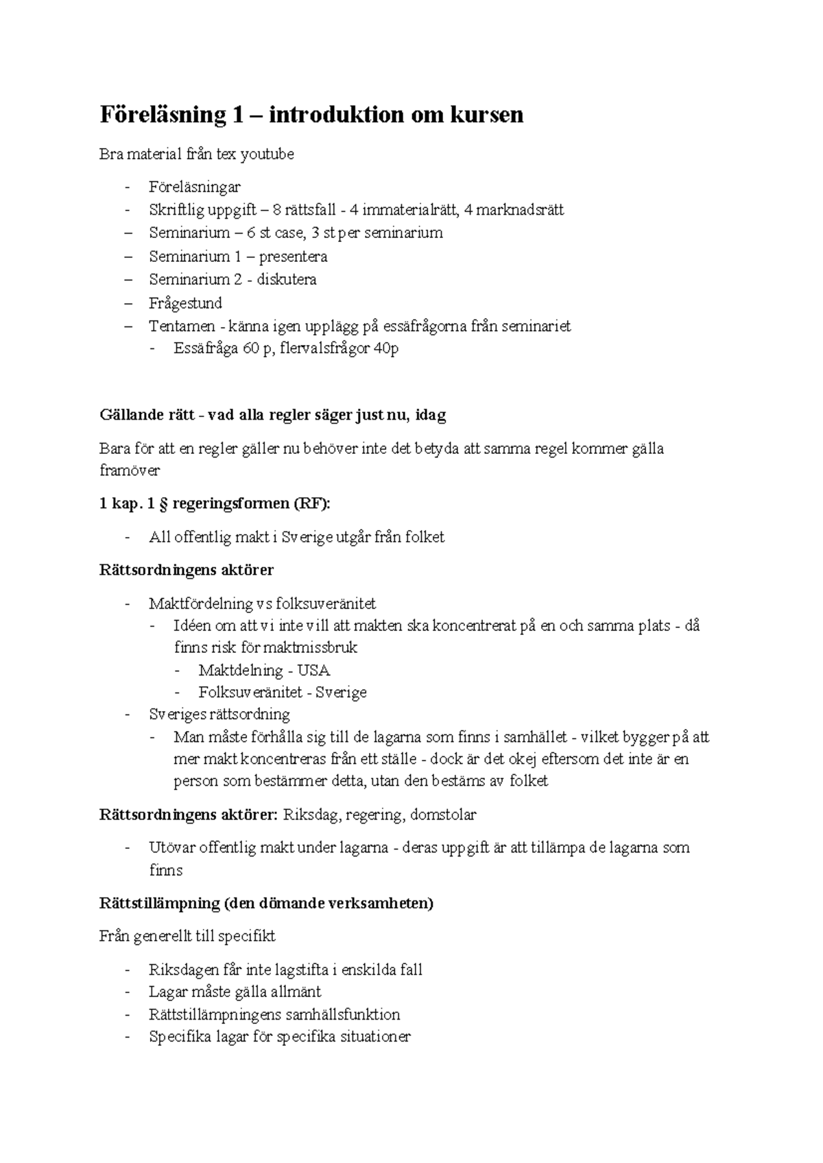 Marknadsjuridiska perspektiv - Föreläsning 1: Introduktion och Material ...