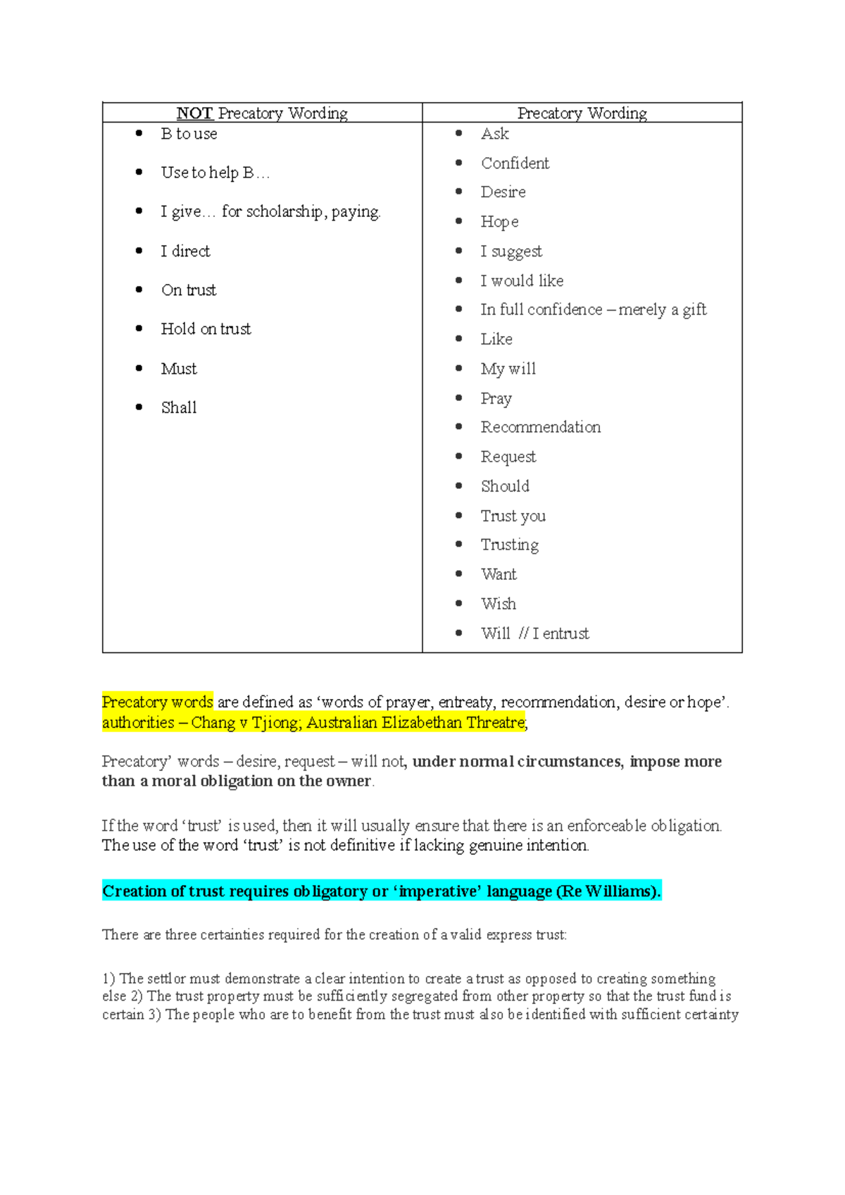 NOT Precatory Wording - guide for practice exams - NOT Precatory ...