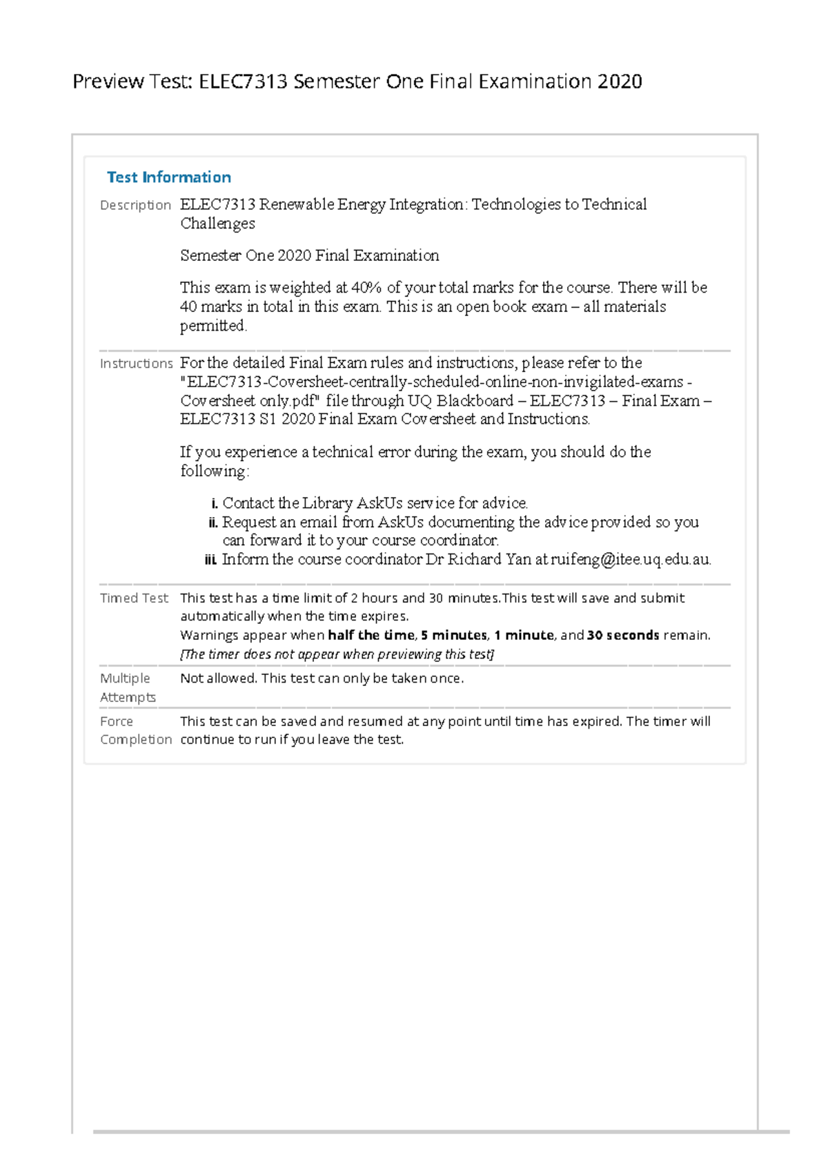 ELEC7313 S1 2020 Final Exam Preview Test Overview - Studocu