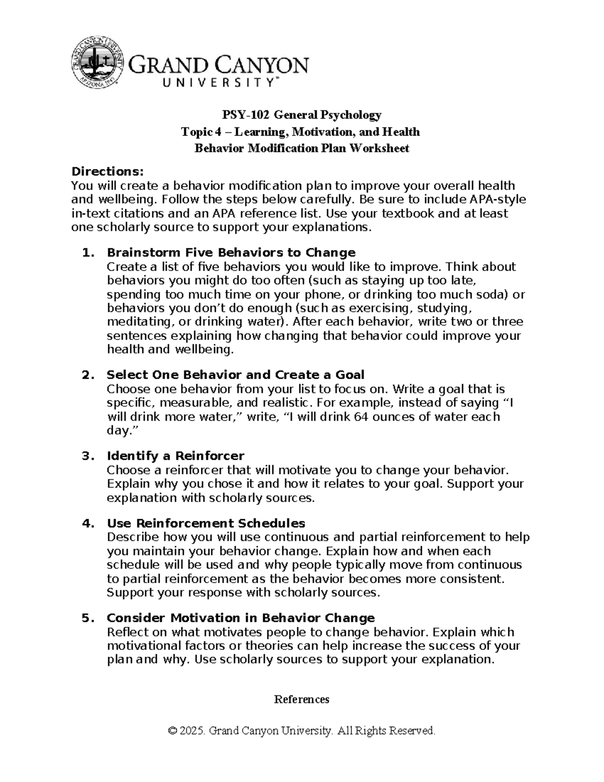 PSY 102 RS T4 Behavior Modification Plan for Health Improvement - Studocu