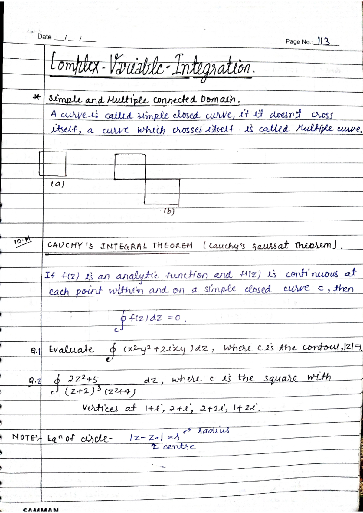 Unit 5 Maths Complex Integration: Self-Study Notes by Faisal - Studocu