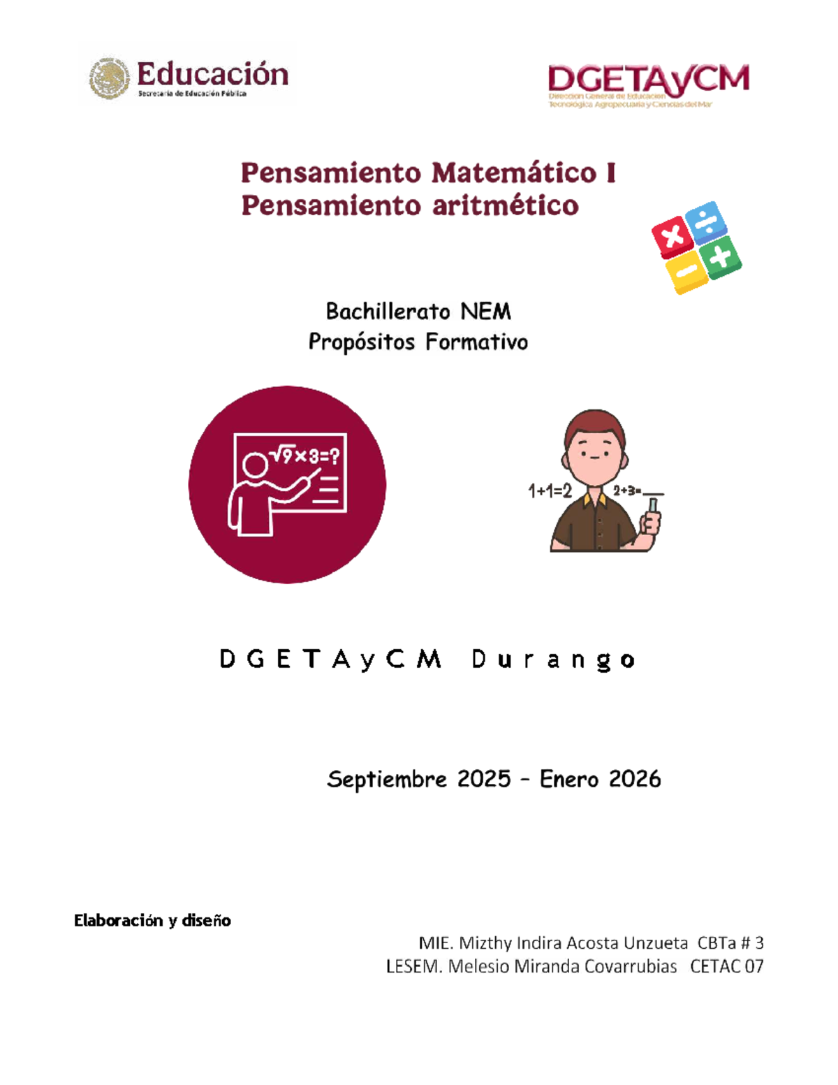 Pensamiento Matemático I: Propósitos Formativos y Lógica MIE - Document Preview