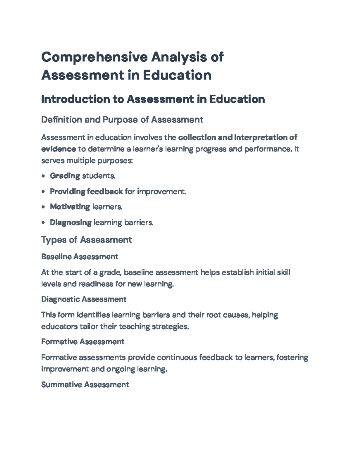 Comprehensive Overview of Assessment Strategies in Education ...