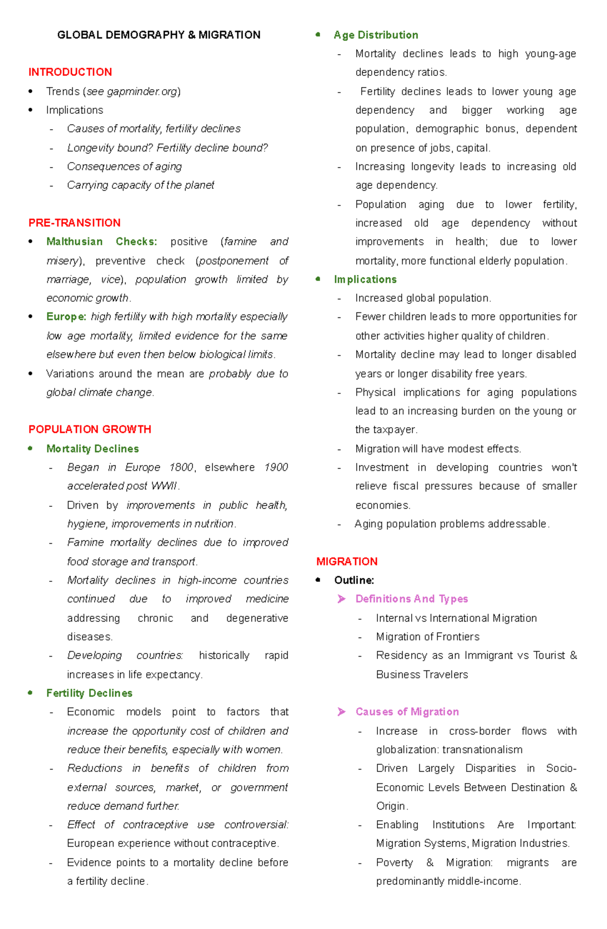 TCWD L 1 - ... - GLOBAL DEMOGRAPHY & MIGRATION INTRODUCTION Trends (see ...
