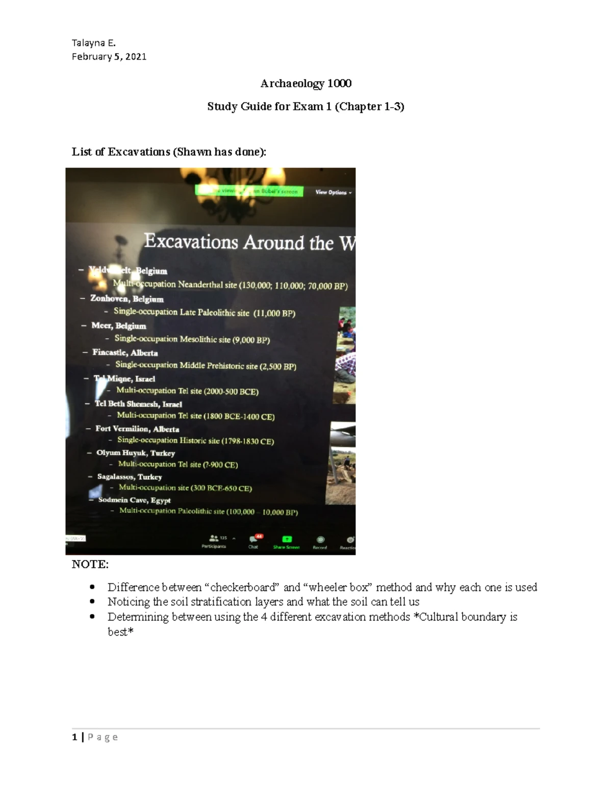 1Arky 1000Intro - Lecture notes 1 - Archeology The study of the past ...