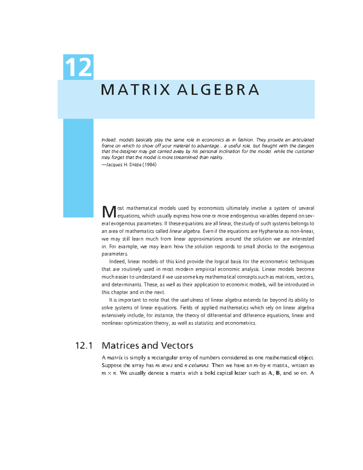 Chapter 12: Matrix Algebra (K12) - Key Concepts and Applications ...