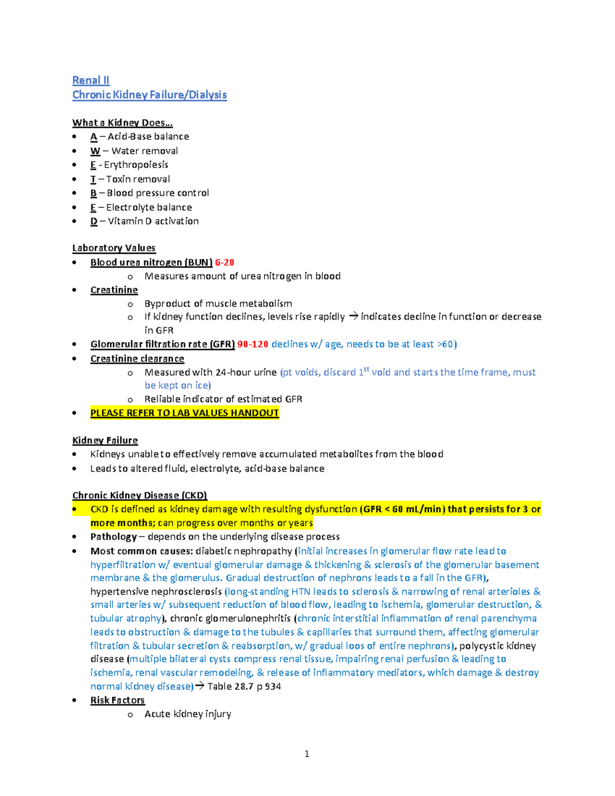 Chronic Kidney Disease (CKD) Management & Dialysis Care Notes - Studocu