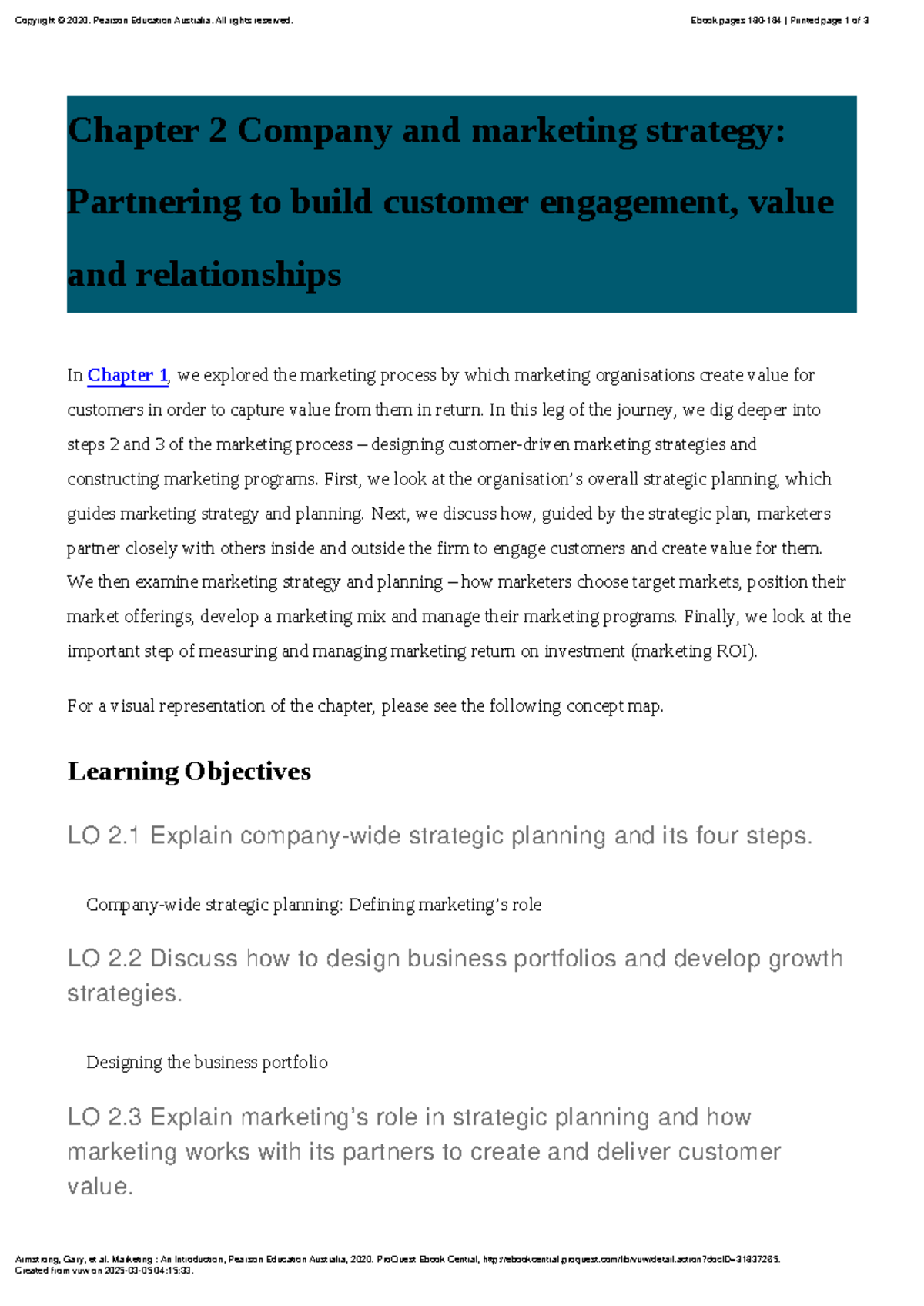 Marketing 101: Chapter 2 - Company & Marketing Strategy Insights - Studocu