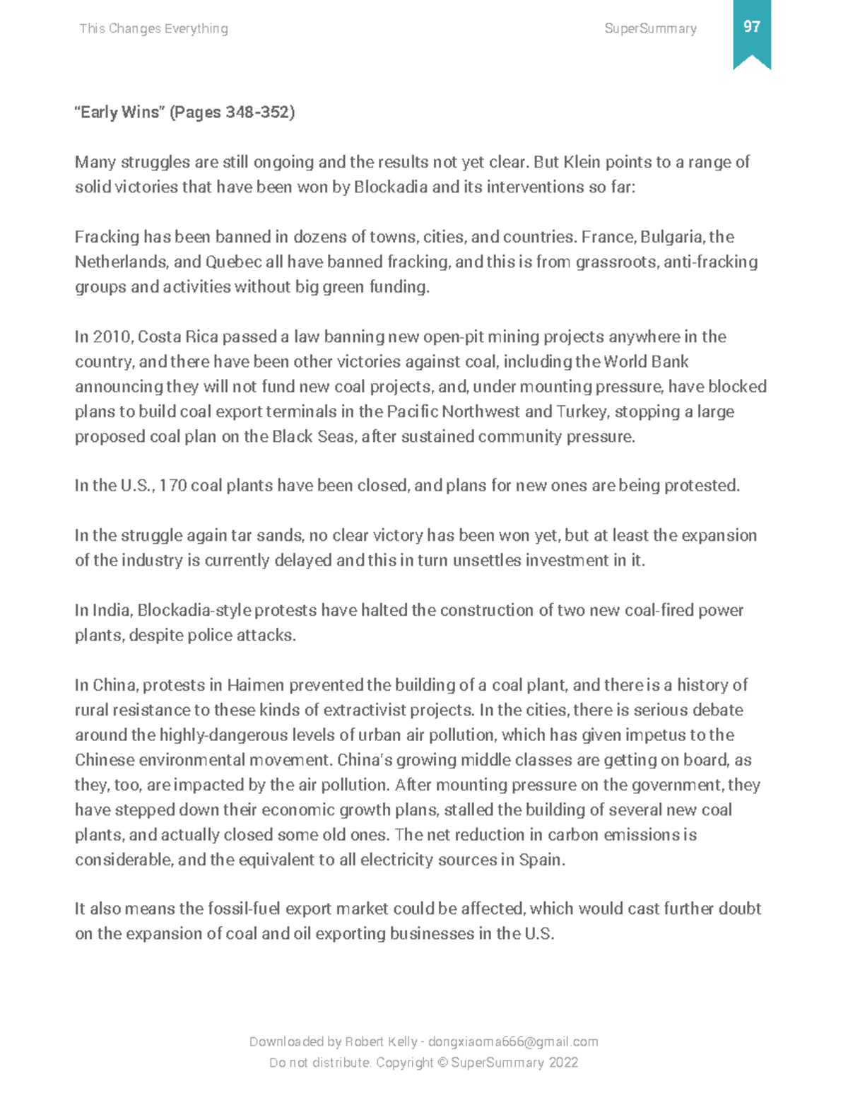 This Changes Everything - Super Summary Study Guide 98 - “Early Wins ...