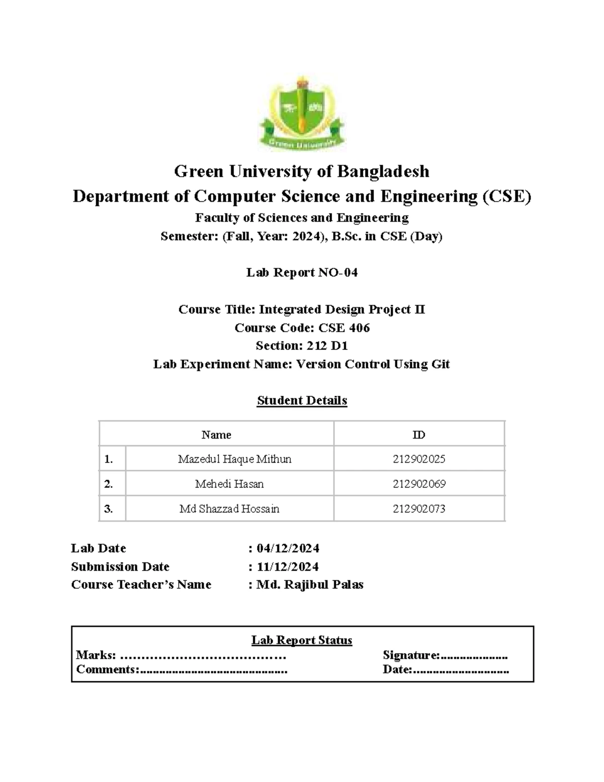 Tour planning system project report for CSE_406 - Fall 2024 - Studocu