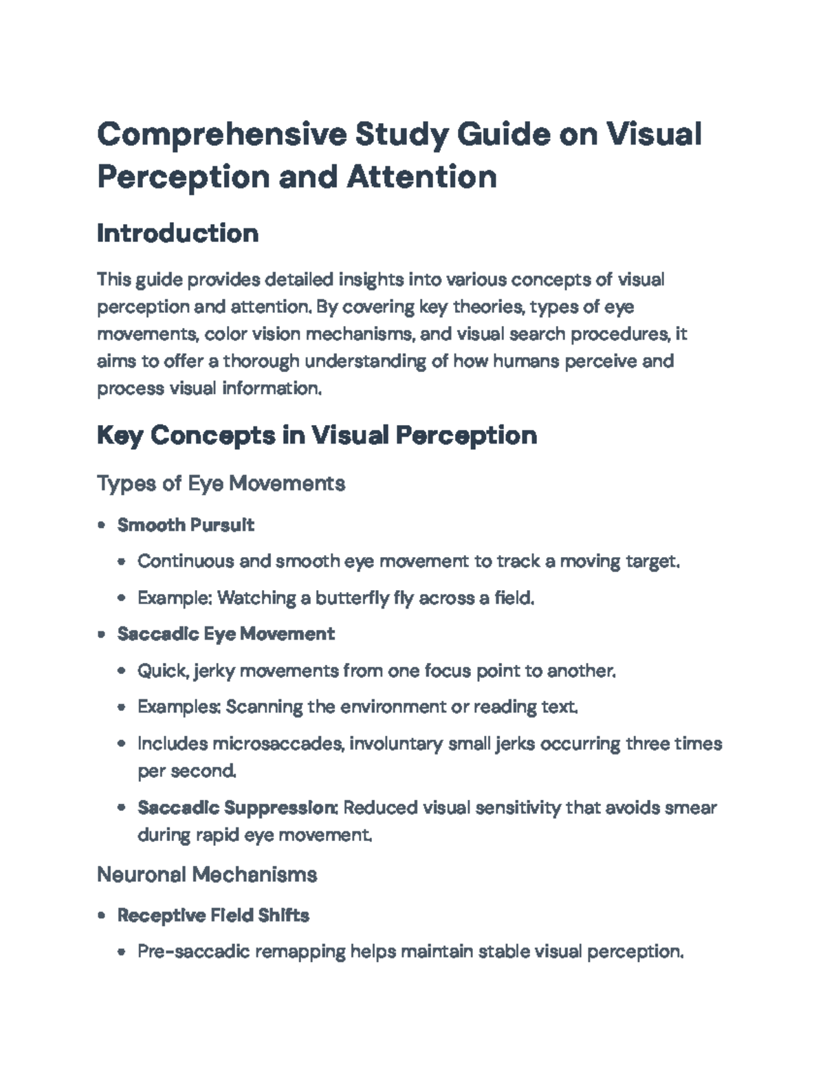 Comprehensive Study Guide: Visual Perception & Attention (PSY101) - Studocu