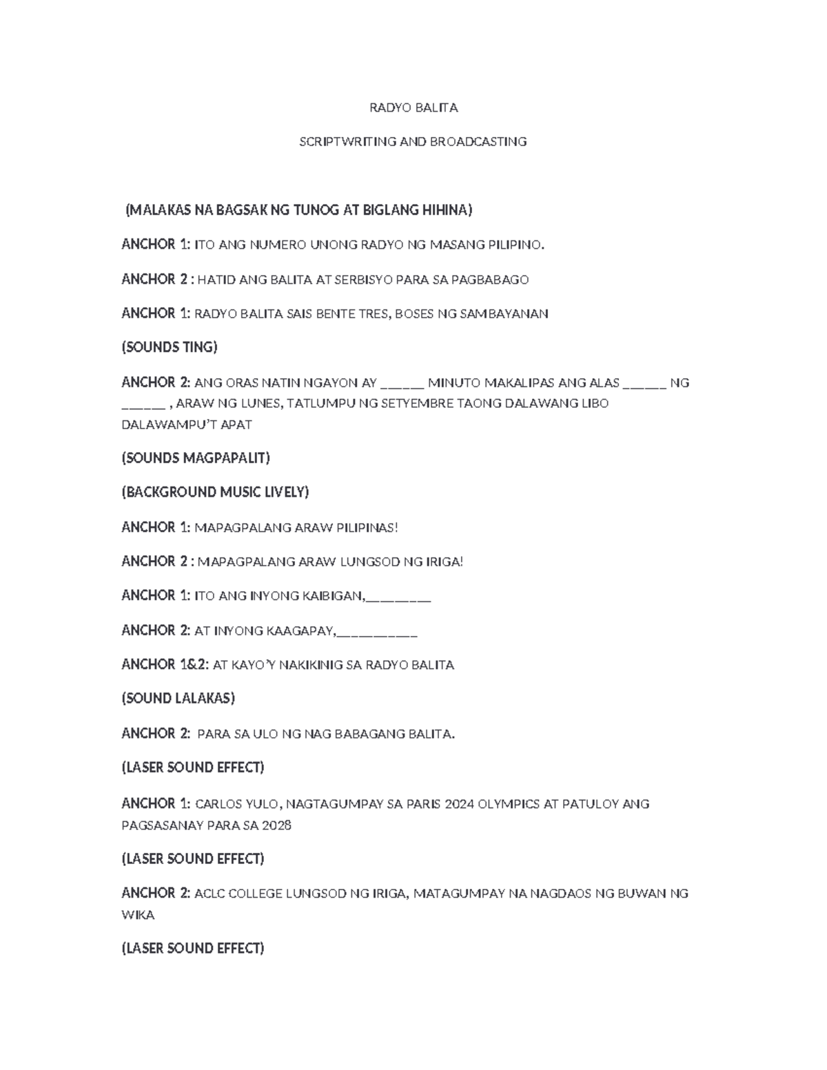 RBroadcasting-Fil - thank you sm - RADYO BALITA SCRIPTWRITING AND ...
