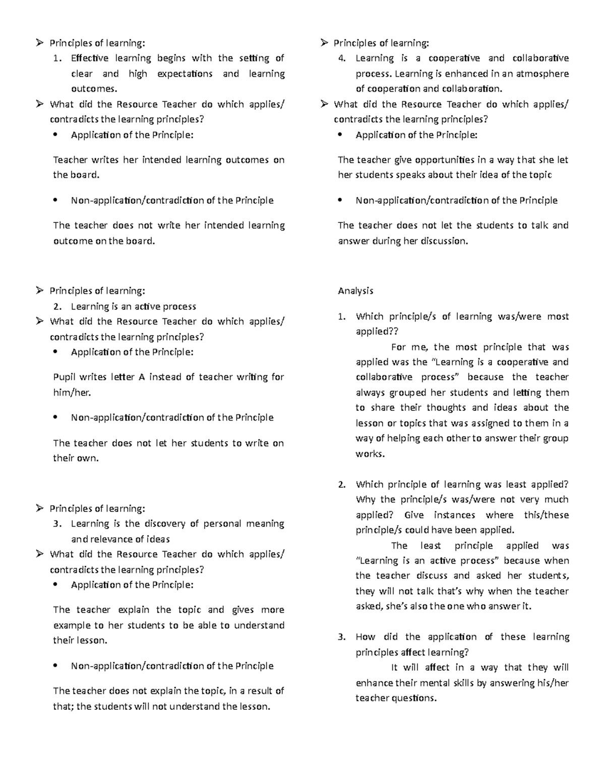 Learning Principles in Education: Observations and Applications - Studocu