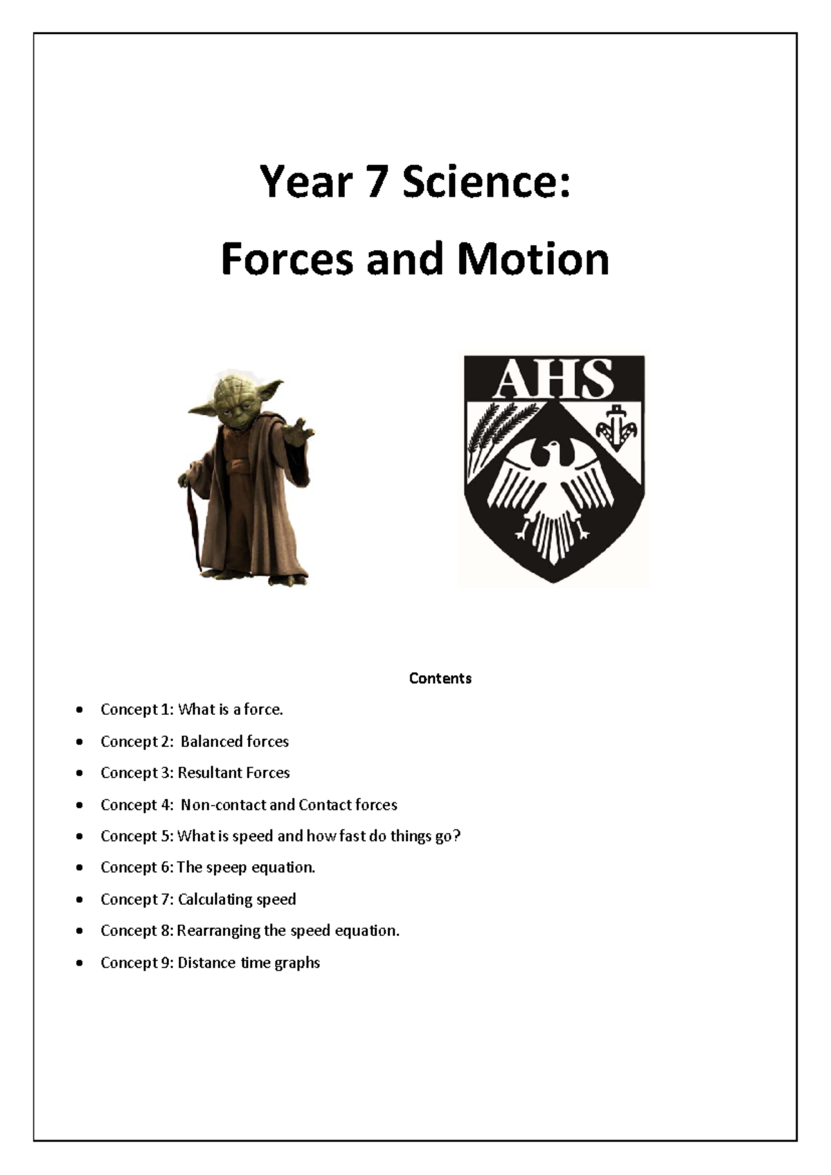 Year 7 Science: Forces and Motion Concepts Overview (2E97360) - Studocu