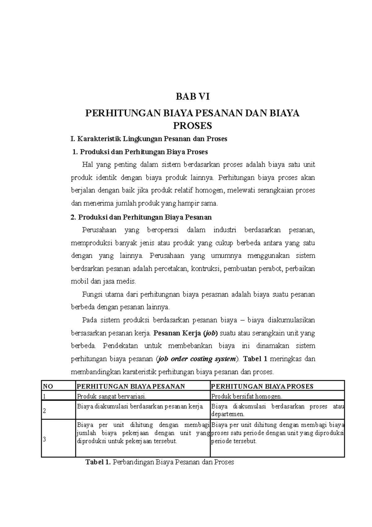 Resume Bab VI: Perhitungan Biaya Pesanan dan Proses - Document Preview