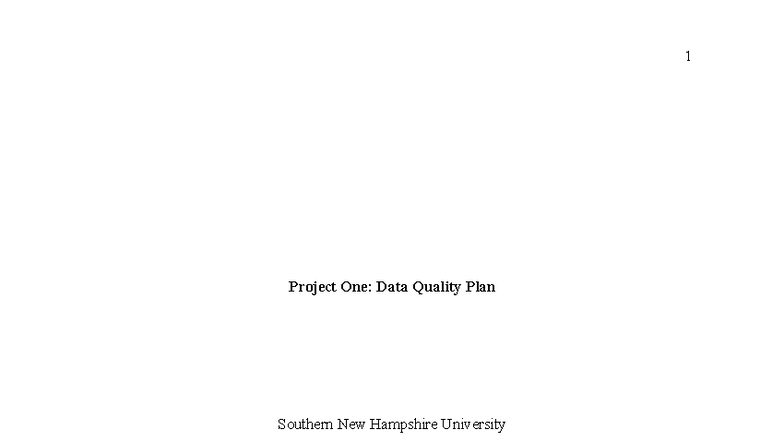 DAT 325: Project One - Data Quality Plan and Governance - Studocu