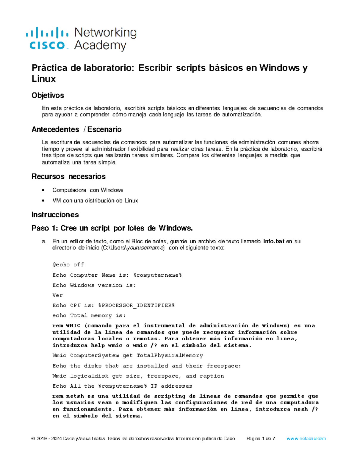 14.4.2.7 Práctica de Laboratorio: Escribir Scripts Básicos en Windows y ...