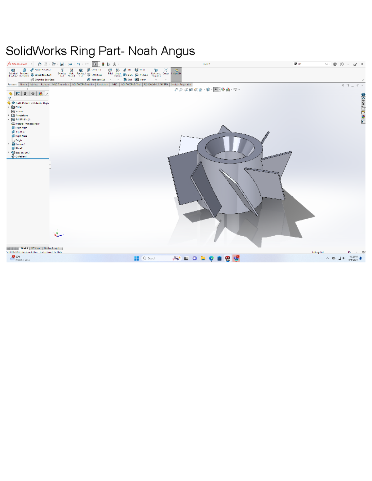 Deliverable 3 - Lab 7 - SolidWorks Ring Noah Angus SOLIDWORKS . 8 BE O ...