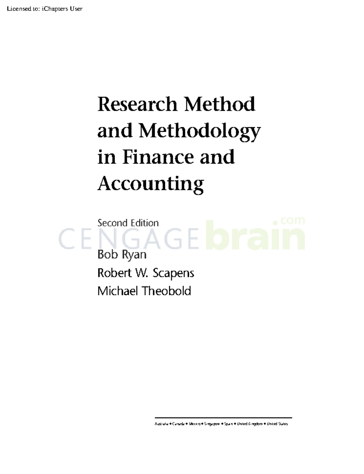 Research Method and Methodology in Finance & Accounting (2009) - Studocu