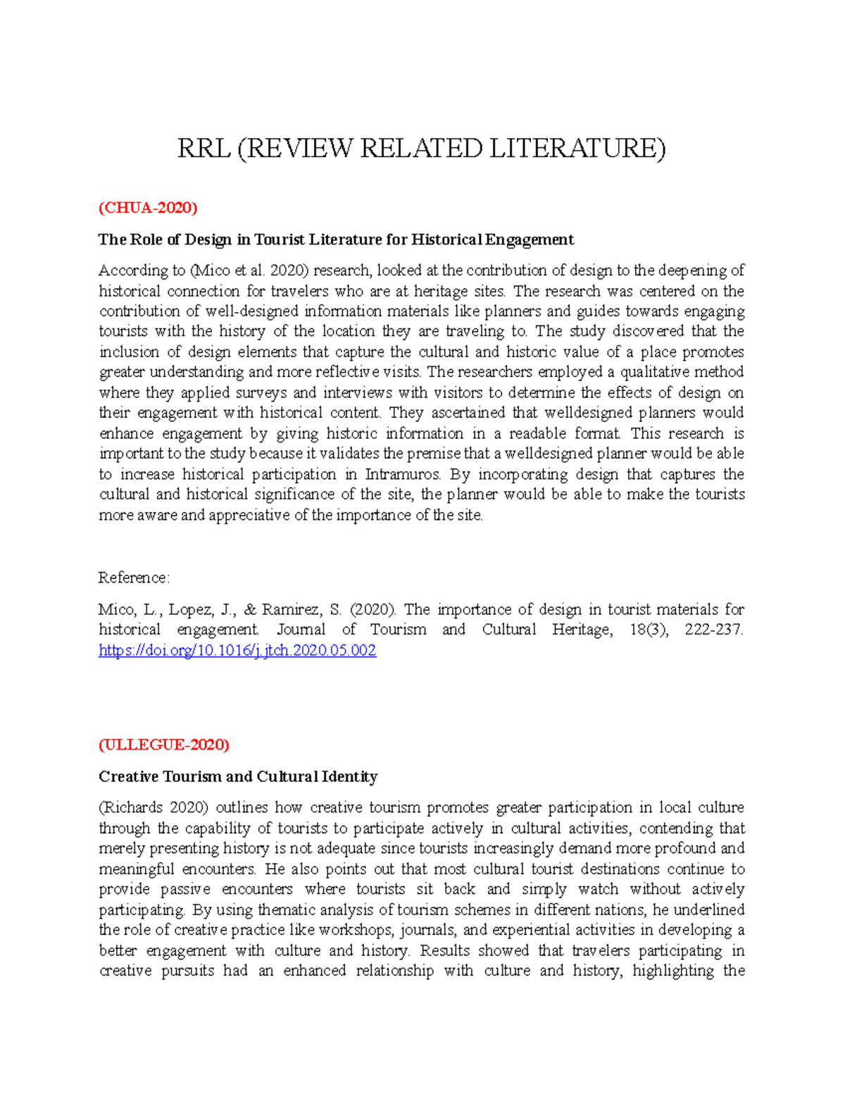 RRL: The Impact of Design on Historical Engagement in Planners - Studocu