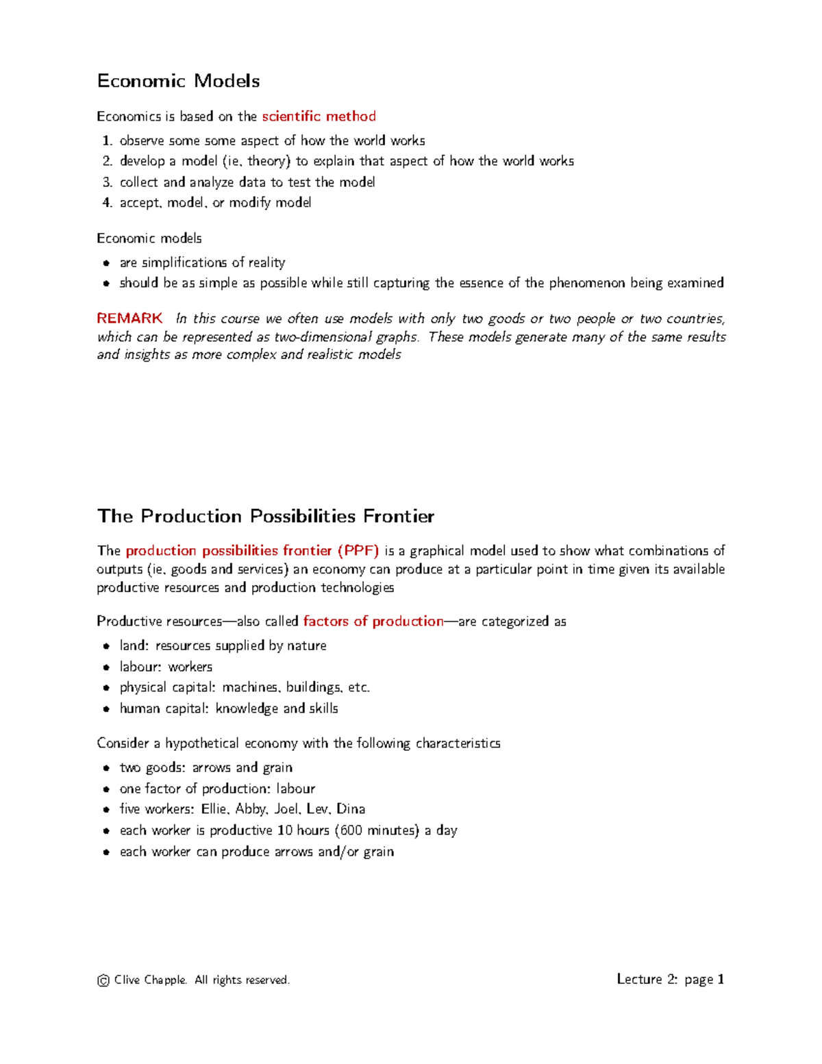 02 Economics Models - Economic Models Economics is based on the ...