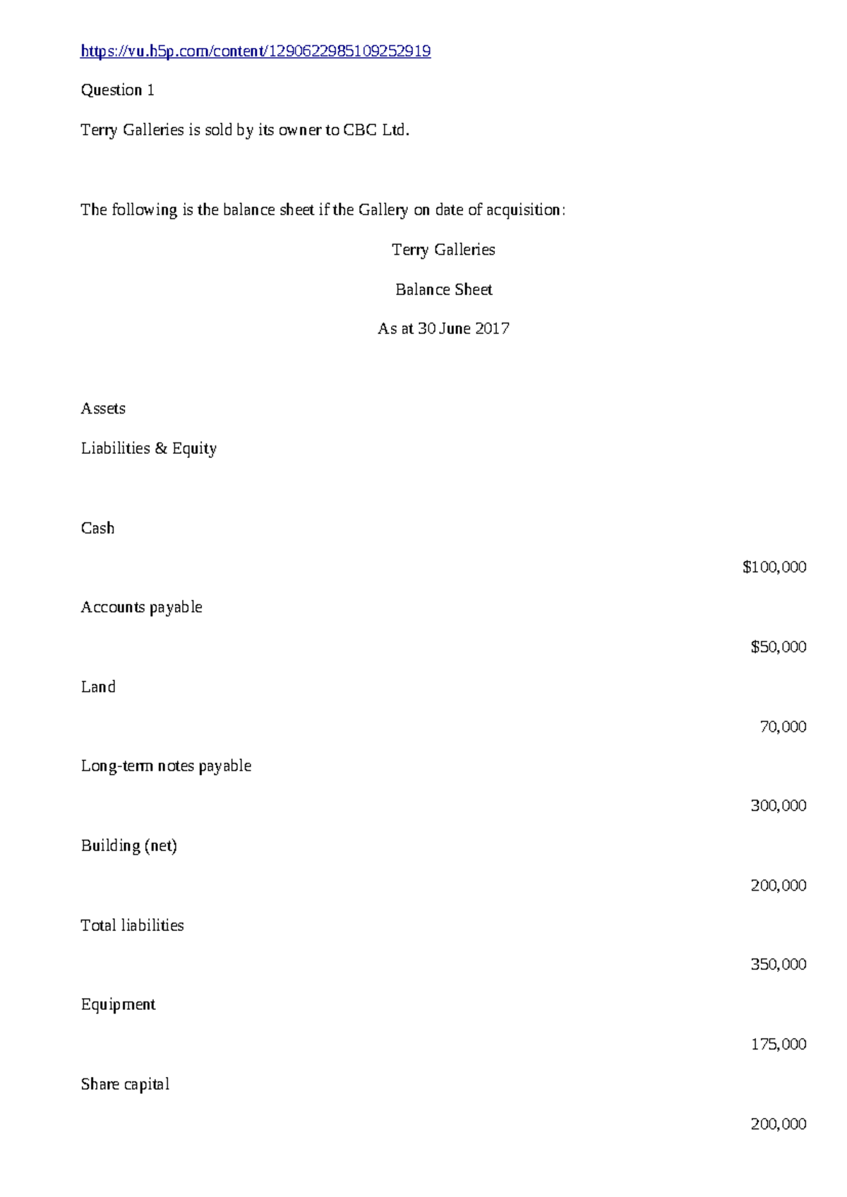 Terry Galleries Acquisition Analysis: Goodwill Calculation (FIN 301 ...