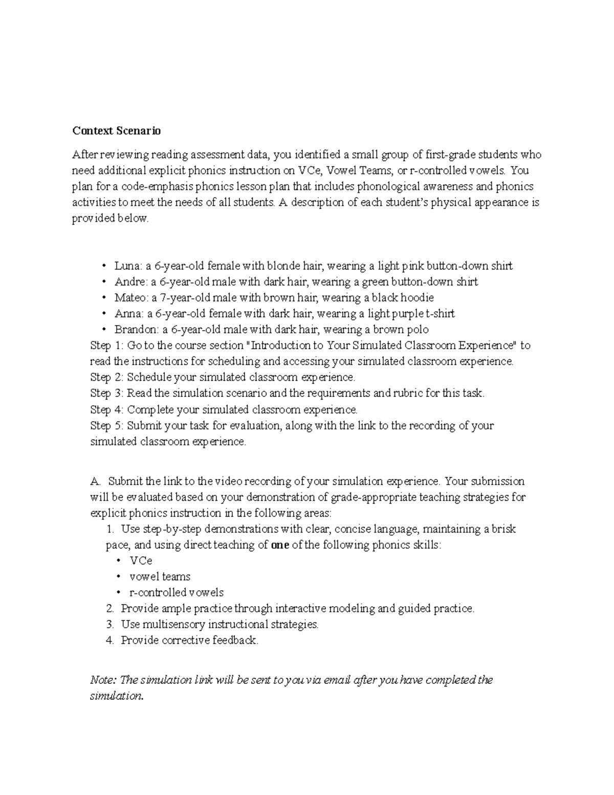 EDU 101: Task 1 Phonics Lesson Plan for VCe & Vowel Teams - Studocu