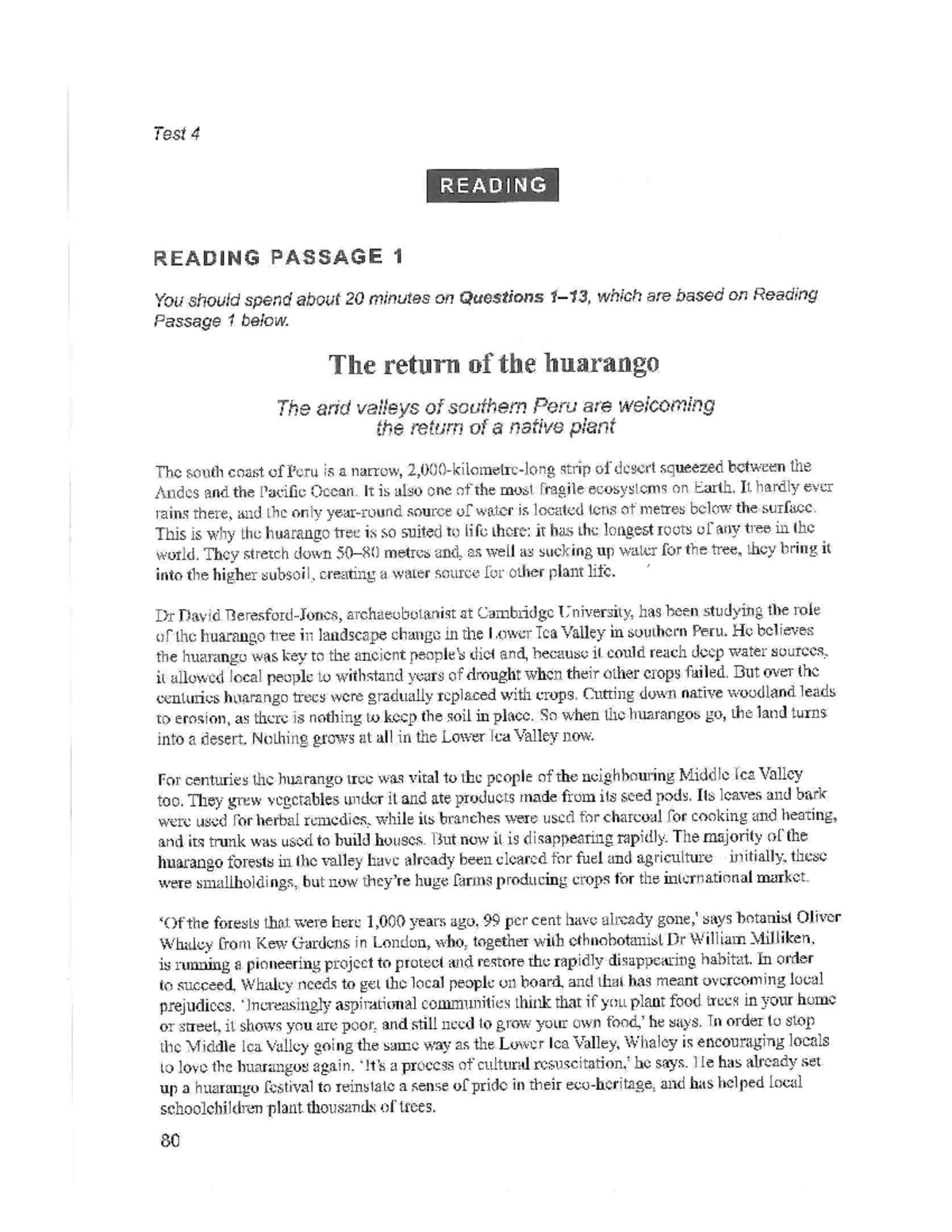 Test 4 READING PASSAGE 1 & 2 Analysis and Questions - Studocu