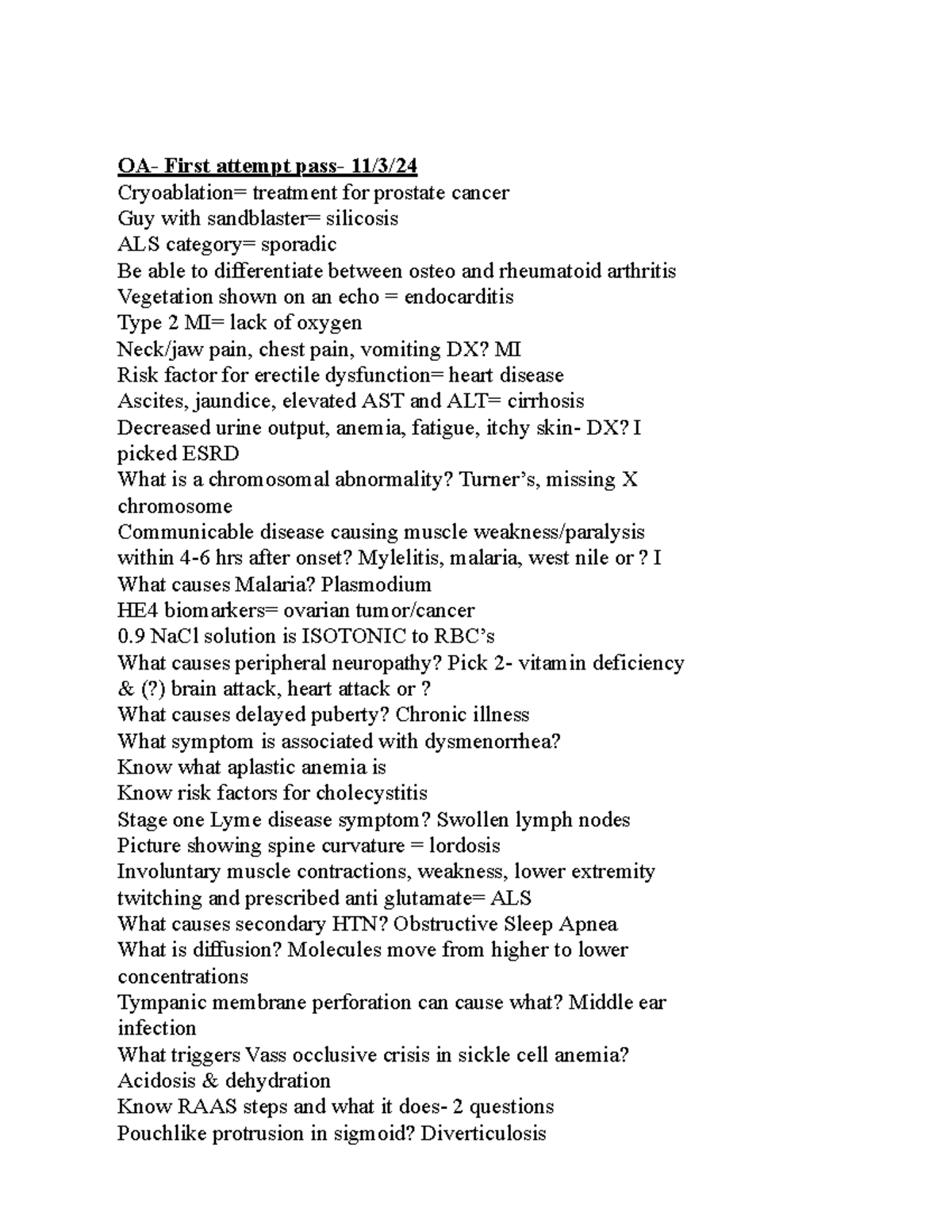OA Study Guide: Key Concepts and Review for Exam Preparation - OA ...