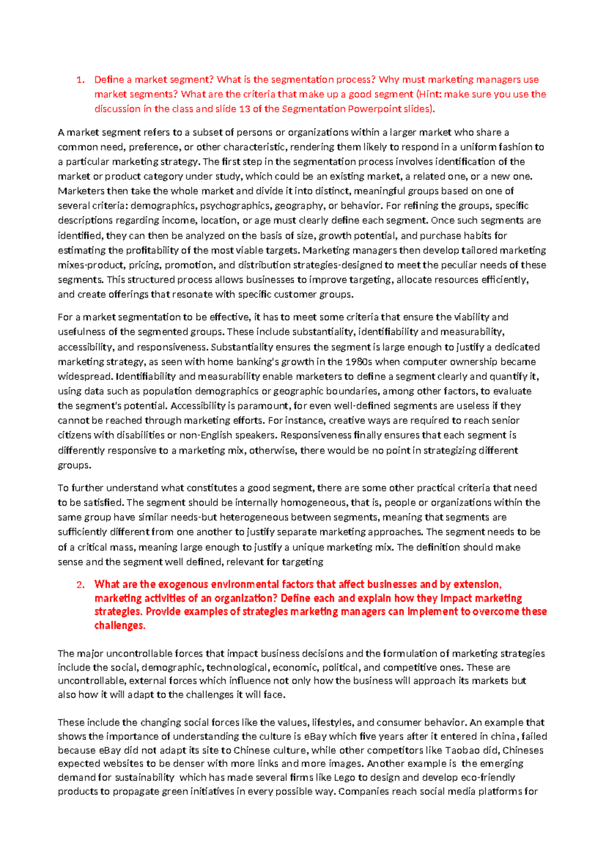 MKT 101: Understanding Market Segmentation and Its Importance - Studocu