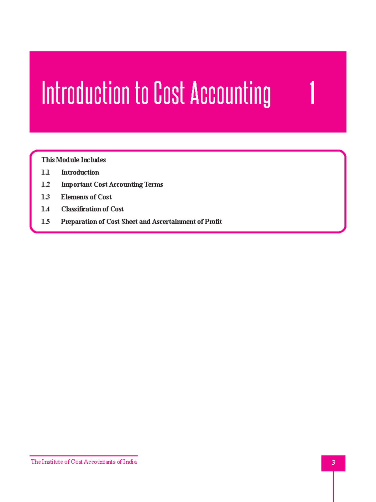 Paper8 Module 1 - Introduction to Cost Accounting Introduction to Cost ...