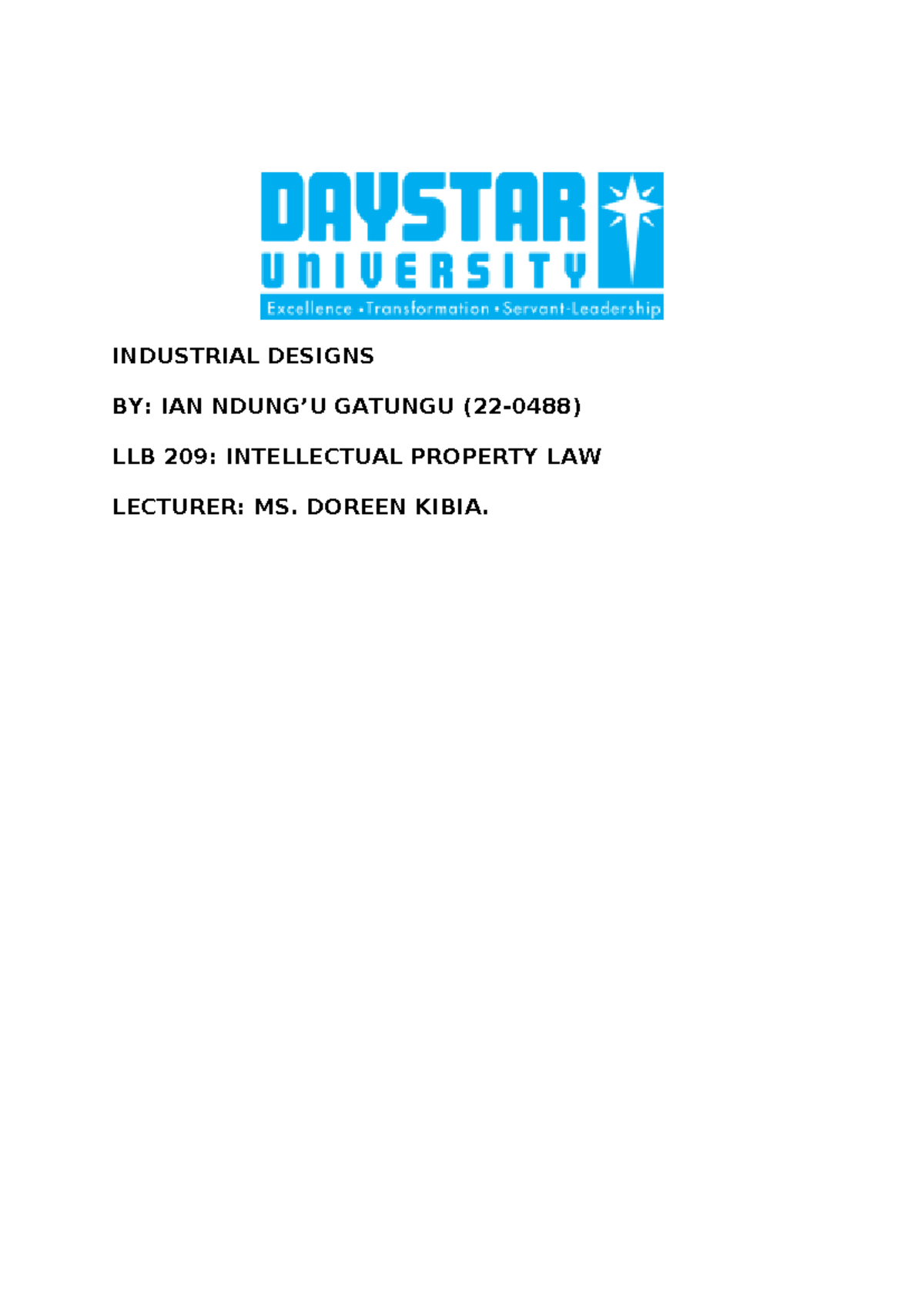 LLB 209: Summary of Industrial Designs in Intellectual Property Law ...