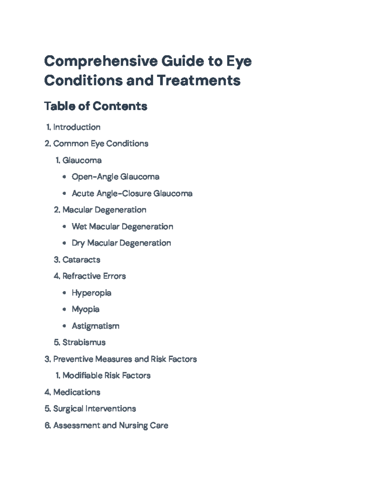 Comprehensive Guide to Eye Conditions and Treatments (Course Code: N/A ...