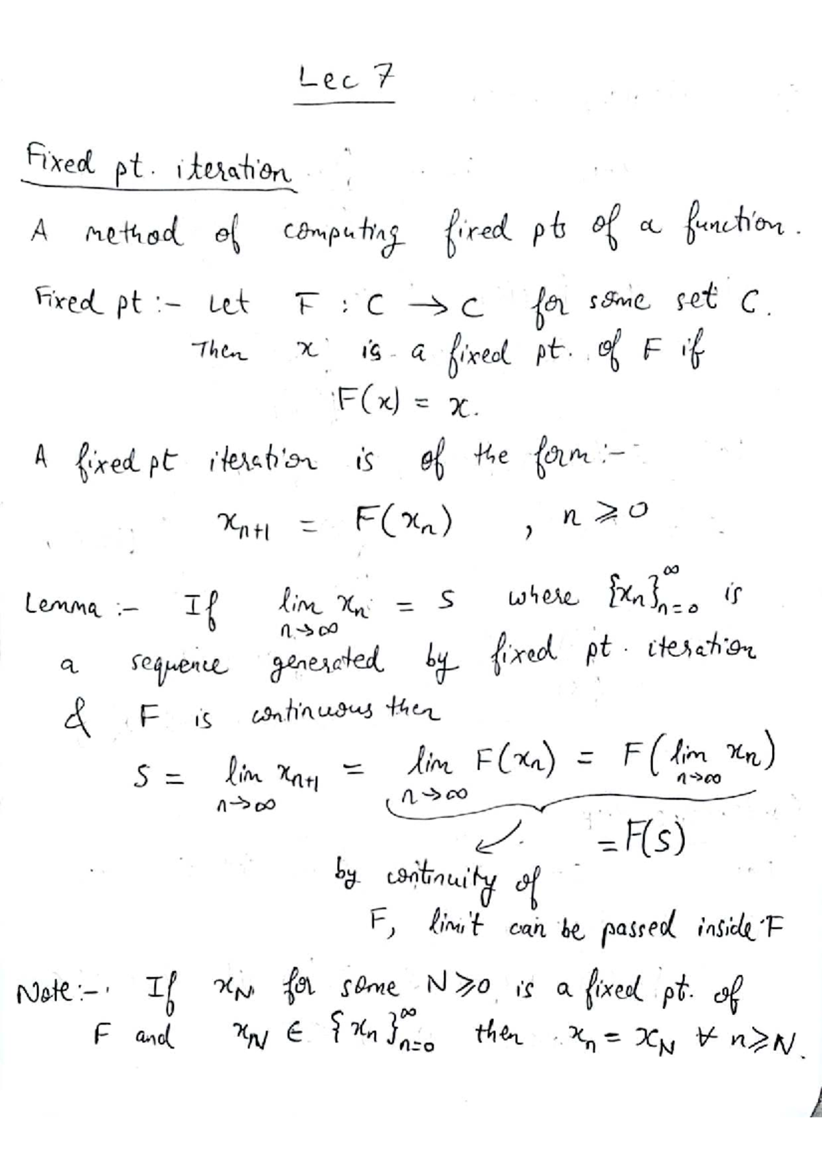 MATH 170B Lecture 7: Fixed Point Iteration Methods and Convergence ...