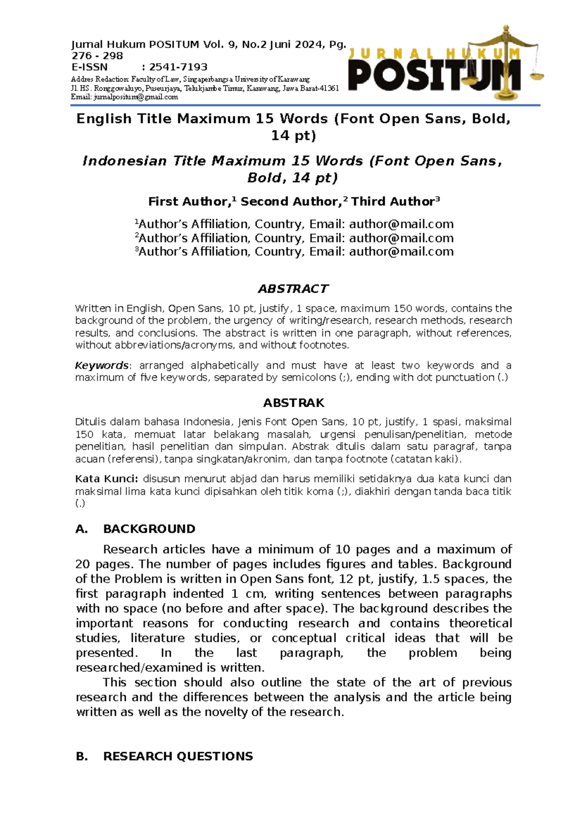 Jurnal Hukum POSITUM Vol. 9, No. 2: Artikel Ilmu Hukum Ramadhani ...