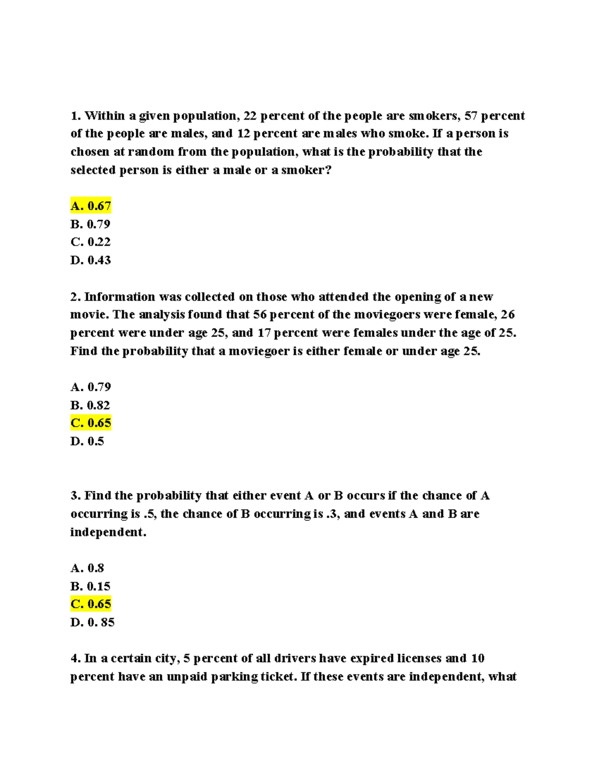 Statistical Review - Summary of Key Concepts and Principles - Studocu