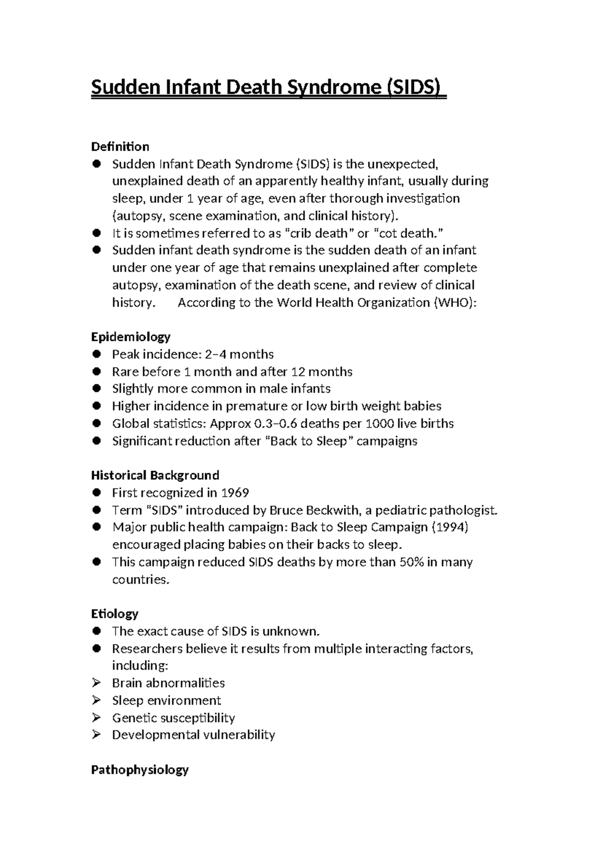 Sudden Infant Death Syndrome (SIDS): Definition, Causes, and Management ...