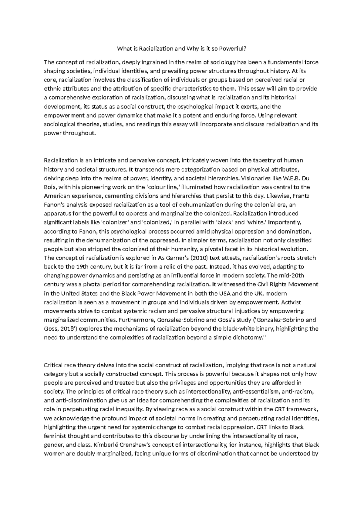 SOCI 101: Understanding Racialization and Its Social Impact - Studocu