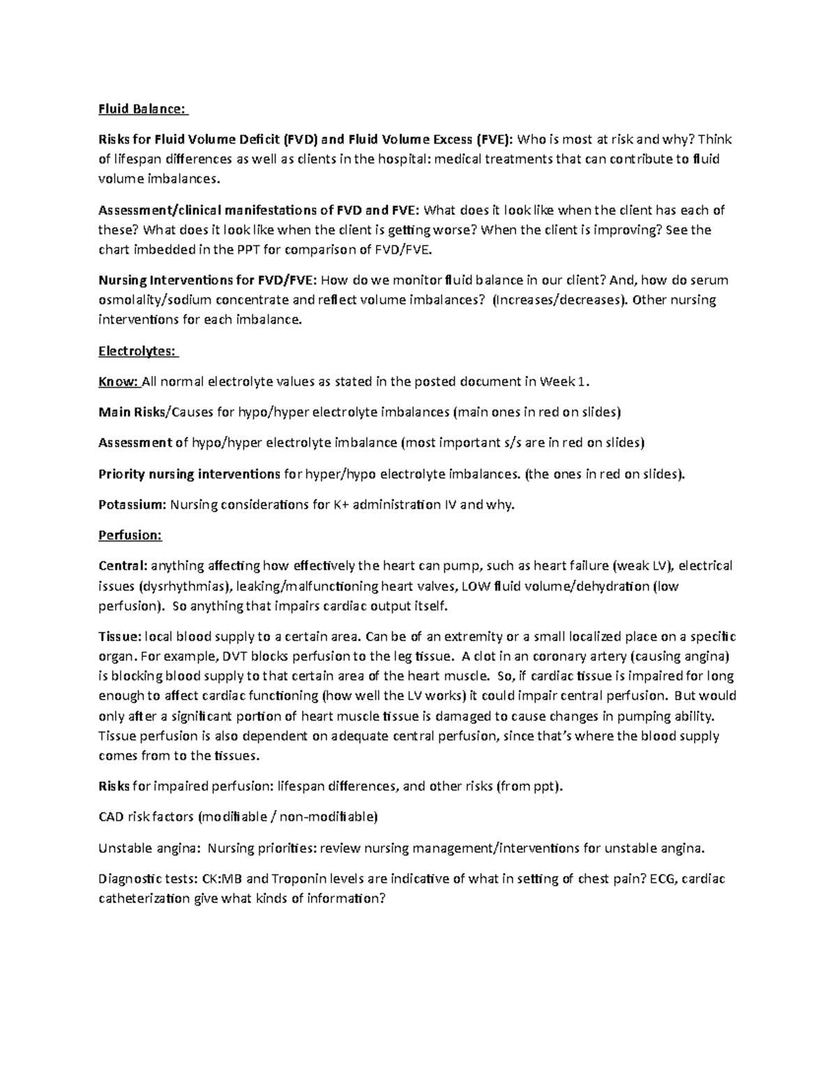 Study Guide Exam 1 2022 - exam 1 for Care Management 1 course - Fluid ...