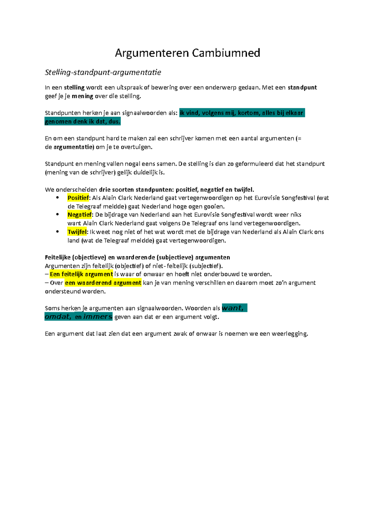 Argumenteren en Structureren van Argumentaties - Cambiumned - Studeersnel