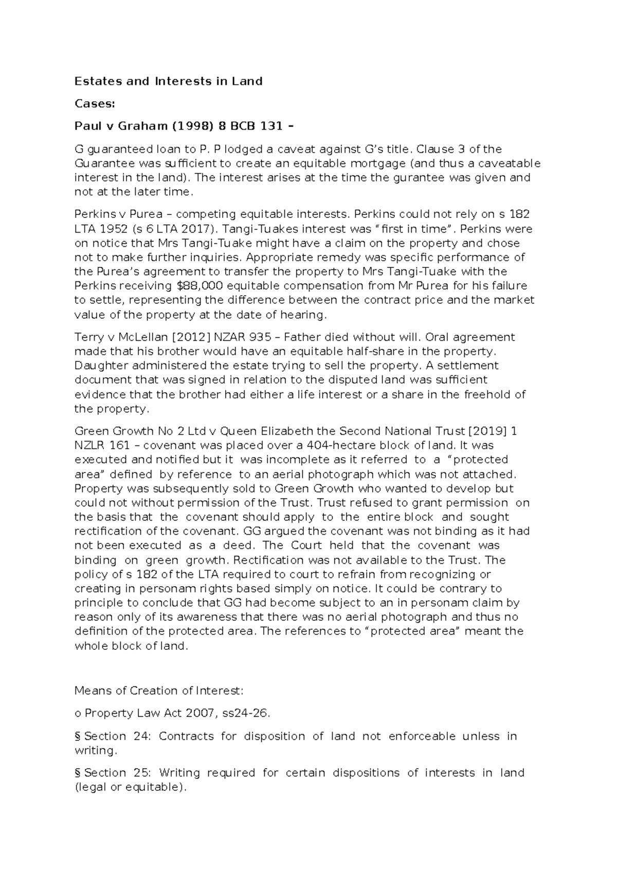 Estates and Interests in Land Cases: Key Legal Principles and Outcomes ...