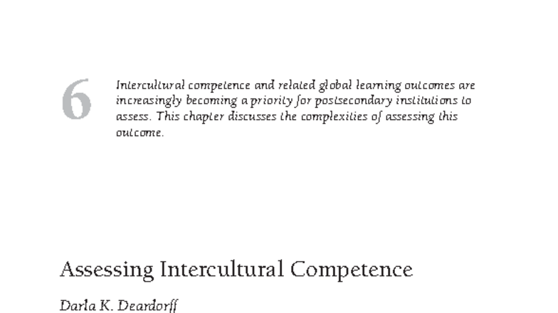 Assessing Intercultural Competence in Higher Education: A Comprehensive ...
