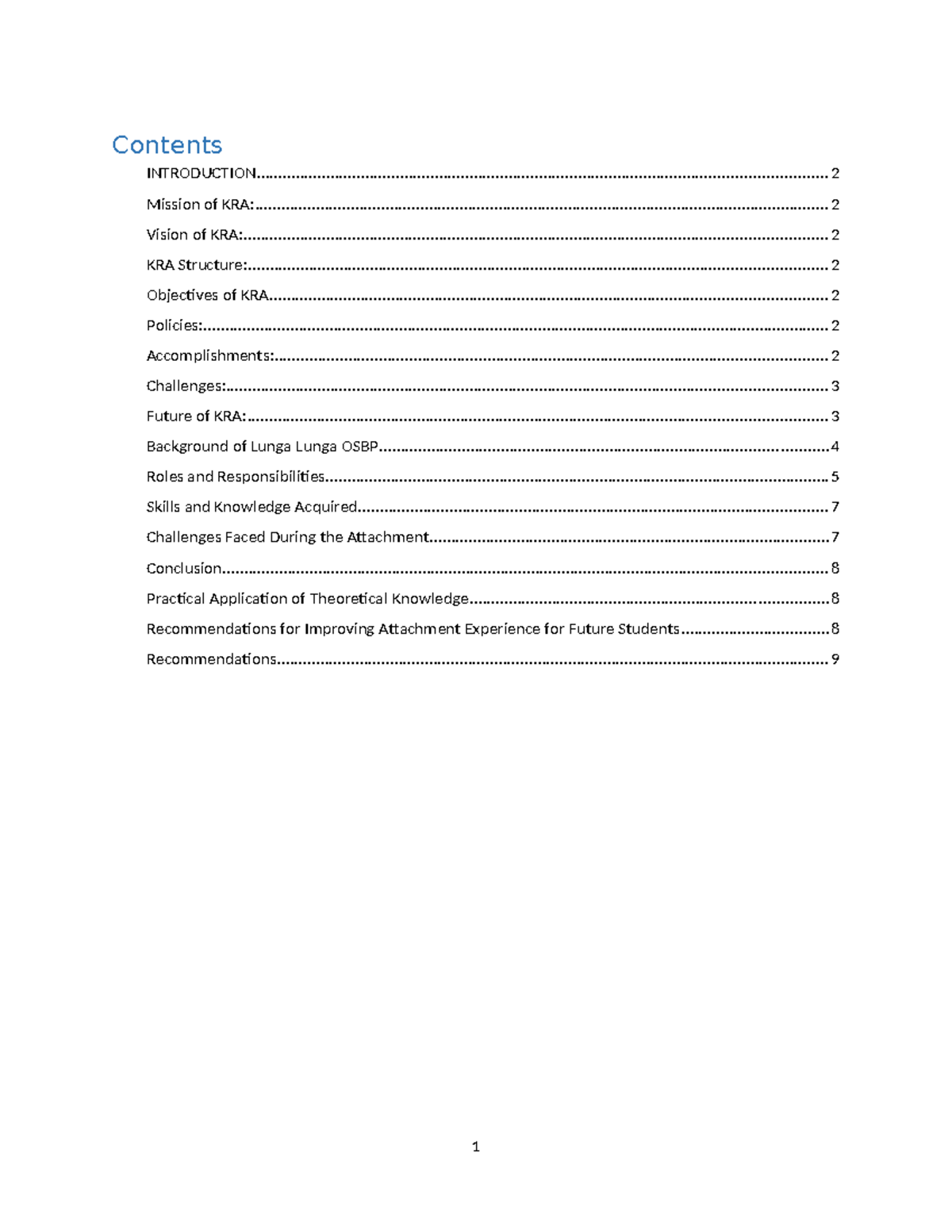 KRA Attachment Report: Insights from Lunga Lunga OSBP Security Role ...