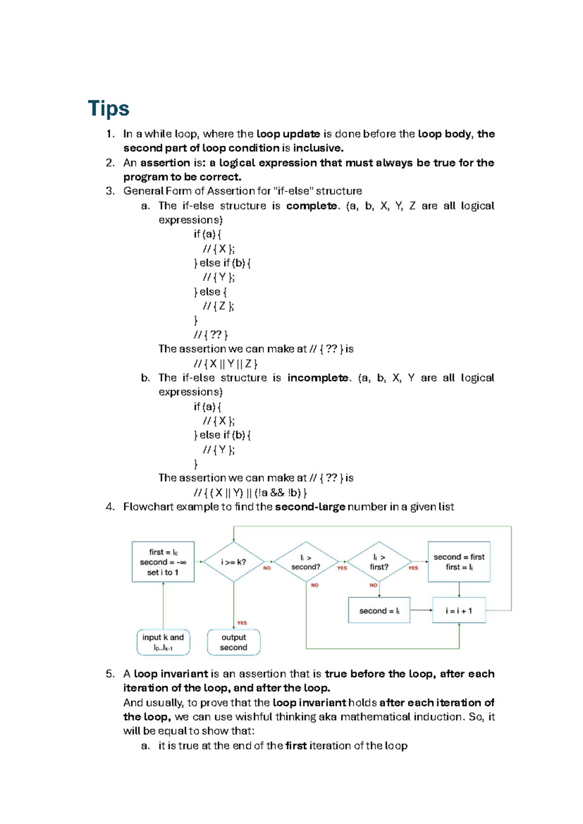 Cheatsheet for Midterm Exam: Assertions and Loop Invariants - Studocu
